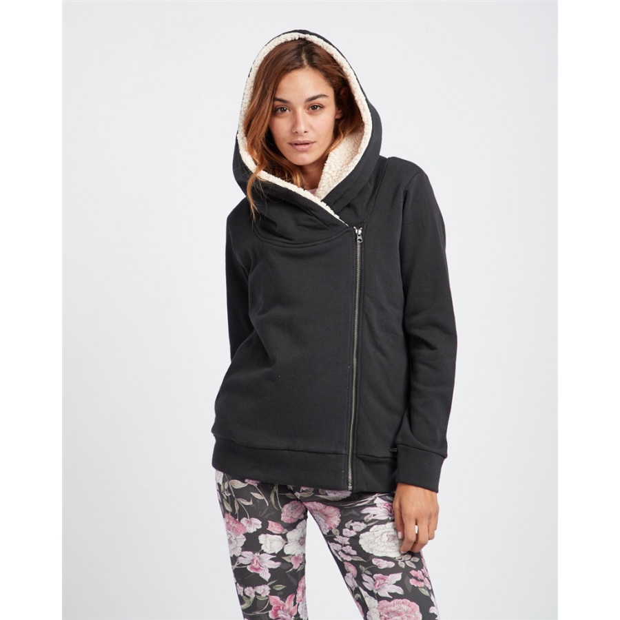 cocoon sherpa lined zip hoodie sweat femme